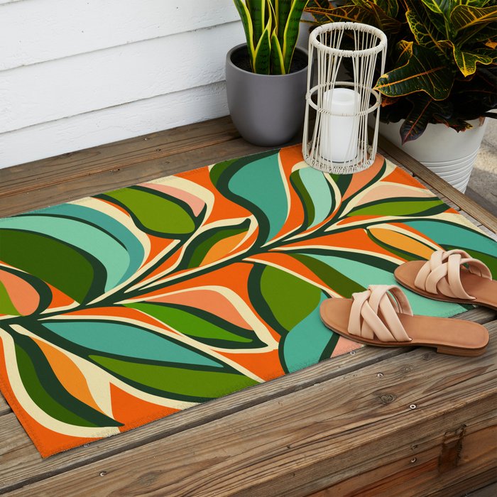 Thankful Garden - Abstract Botanical Illustration Outdoor Rug Gallery Image 2