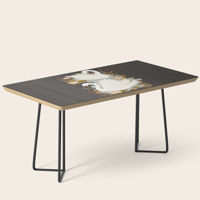 Swan Dance - Charcoal Black Background Coffee Table Gallery Image 1