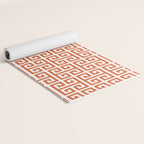 Burnt Orange and White Greek Key Pattern Yoga Mat Gallery Image 2
