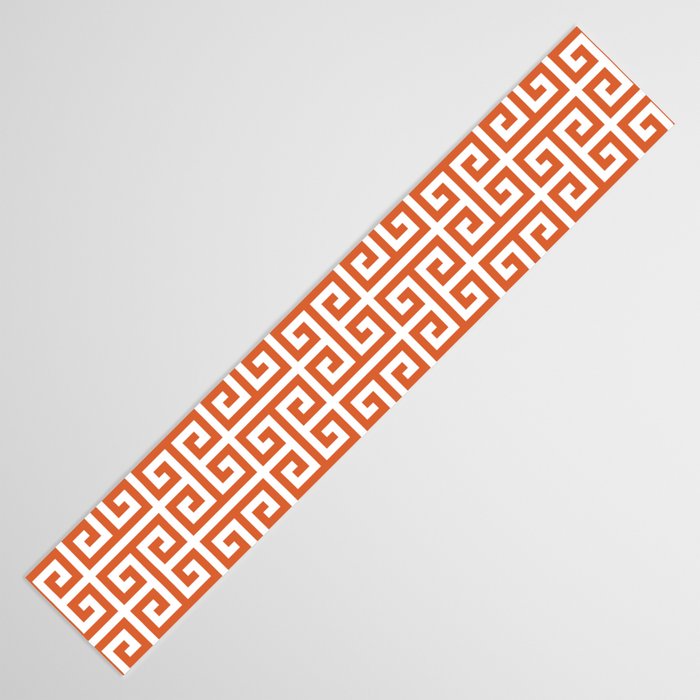 Burnt Orange and White Greek Key Pattern Table Runner Gallery Image 3