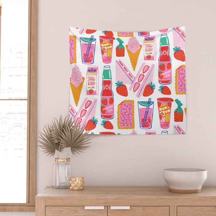 Strawberry Snacks Wall Tapestry Gallery Image 2