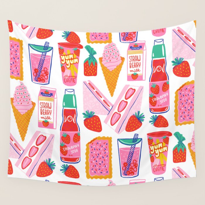 Strawberry Snacks Wall Tapestry Gallery Image 1