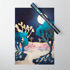 Desert Lake Moonlight Wrapping Paper Gallery Image 1