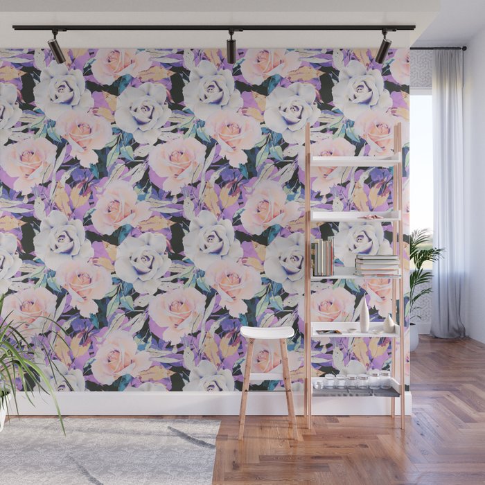 Modern Dark Vibrant Flowery D Wall Mural Gallery Image 1