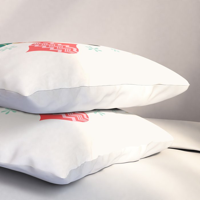 Retro Christmas Card Theme - Plain White Pillow Sham Gallery Image 3