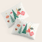 Retro Christmas Card Theme - Plain White Pillow Sham Gallery Image 3