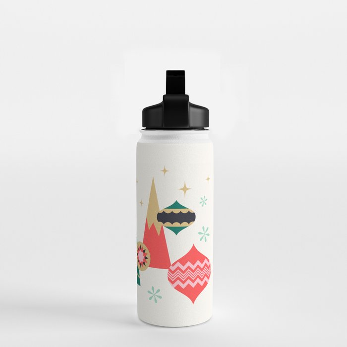 Retro Christmas Card Theme - Plain White Water Bottle Gallery Image 2