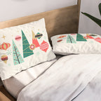 Retro Christmas Card Theme - Plain White Pillow Sham Gallery Image 2