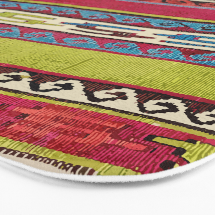 Turkish Antique Kilim Print with Horizontal Stripes  Bath Mat Gallery Image 3