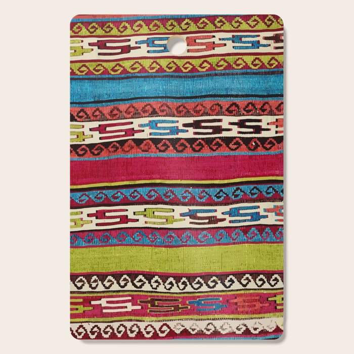 Turkish Antique Kilim Print with Horizontal Stripes  Cutting Board Gallery Image 1
