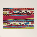 Turkish Antique Kilim Print with Horizontal Stripes  Welcome Mat Gallery Image 1