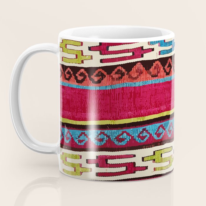 Turkish Antique Kilim Print with Horizontal Stripes  Coffee Mug Gallery Image 3