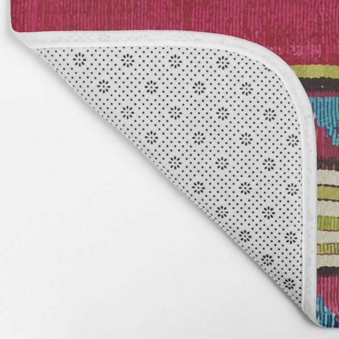 Turkish Antique Kilim Print with Horizontal Stripes  Bath Mat Gallery Image 2
