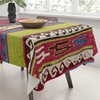 Turkish Antique Kilim Print with Horizontal Stripes  Tablecloth Gallery Image 3