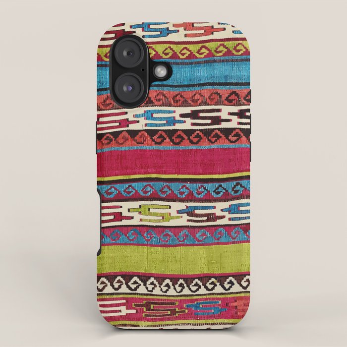 Turkish Antique Kilim Print with Horizontal Stripes  iPhone Case Gallery Image 1