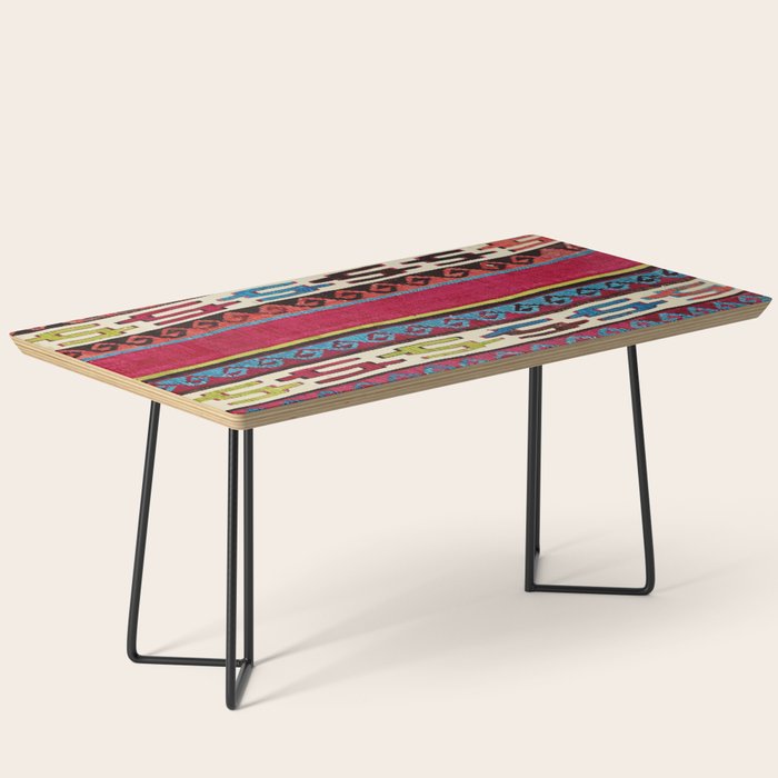 Turkish Antique Kilim Print with Horizontal Stripes  Coffee Table Gallery Image 1