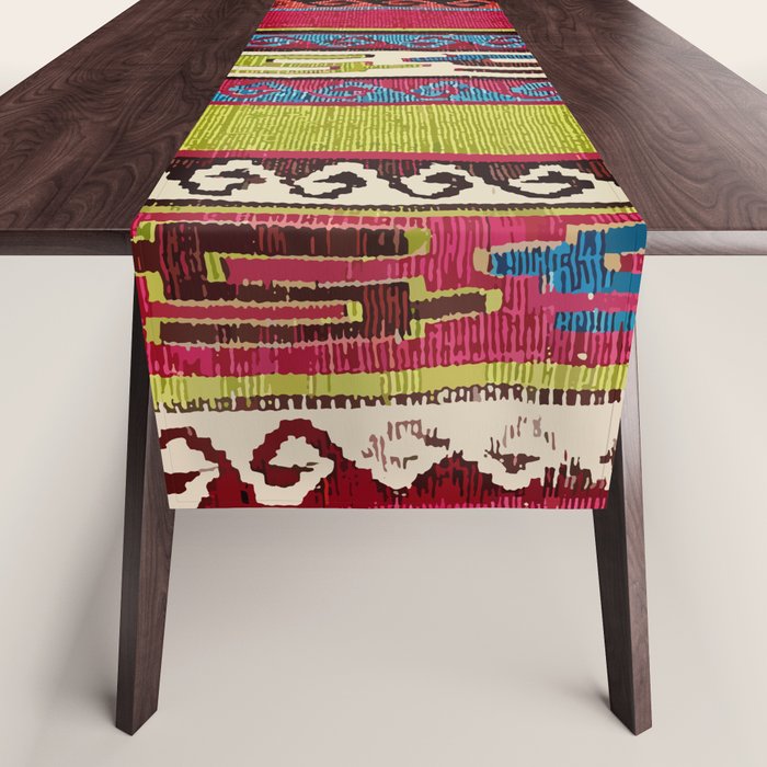 Turkish Antique Kilim Print with Horizontal Stripes  Table Runner Gallery Image 1
