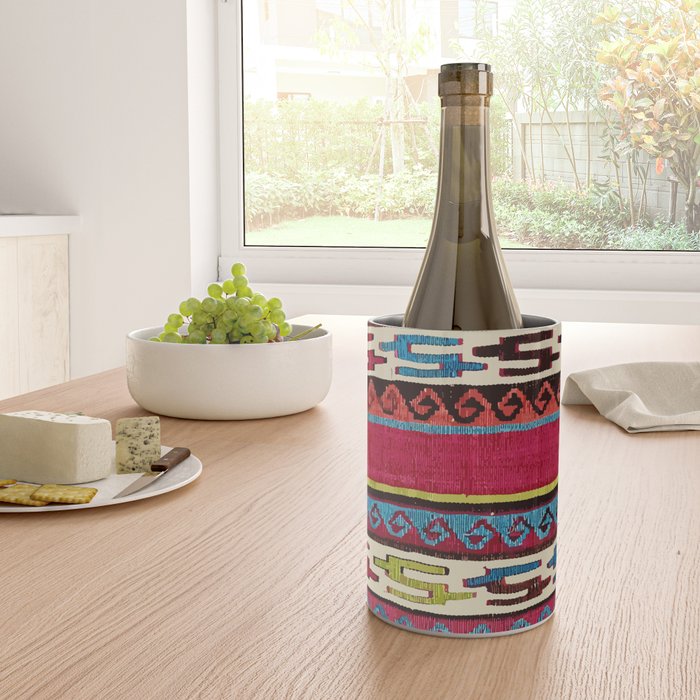 Turkish Antique Kilim Print with Horizontal Stripes  Wine Chiller Gallery Image 4