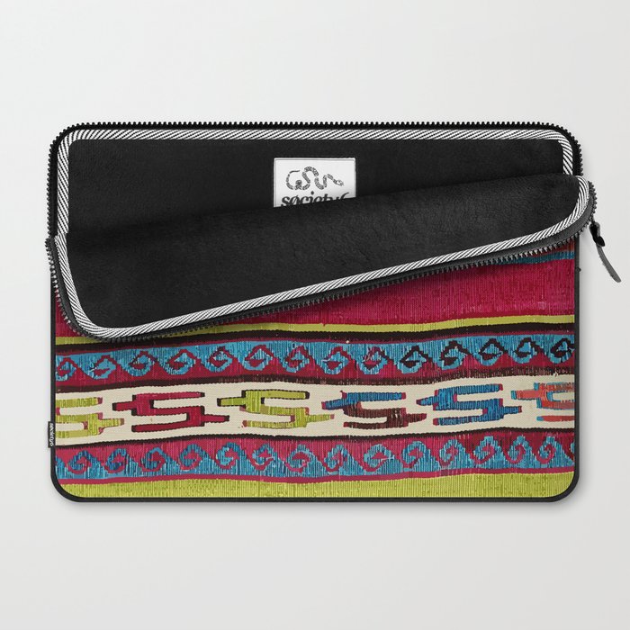 Turkish Antique Kilim Print with Horizontal Stripes  Laptop Sleeve Gallery Image 2