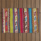 Turkish Antique Kilim Print with Horizontal Stripes  Outdoor Rug Gallery Image 1