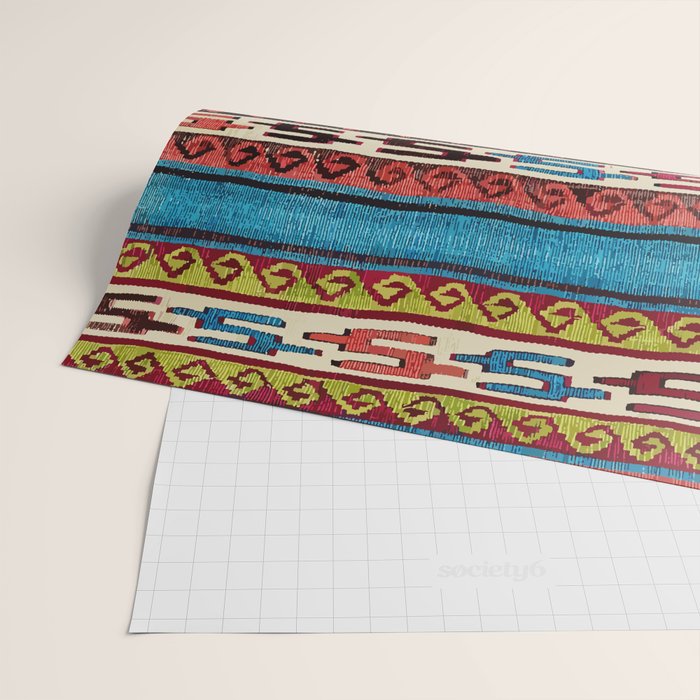 Turkish Antique Kilim Print with Horizontal Stripes  Wrapping Paper Gallery Image 2