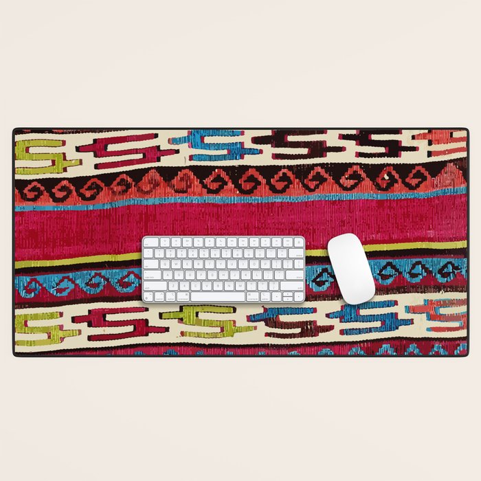 Turkish Antique Kilim Print with Horizontal Stripes  Desk Mat Gallery Image 1
