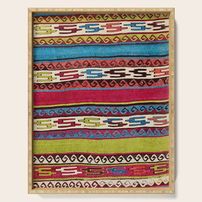 Turkish Antique Kilim Print with Horizontal Stripes  Serving Tray Gallery Image 1