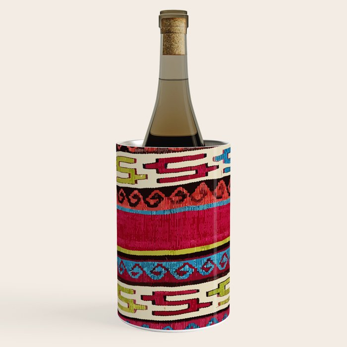 Turkish Antique Kilim Print with Horizontal Stripes  Wine Chiller Gallery Image 2