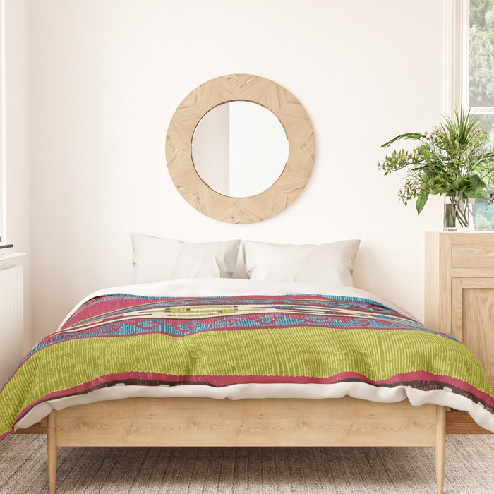 Turkish Antique Kilim Print with Horizontal Stripes  Duvet Cover Gallery Image 3