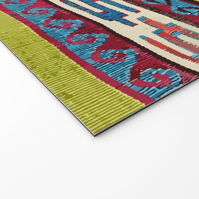 Turkish Antique Kilim Print with Horizontal Stripes  Welcome Mat Gallery Image 2
