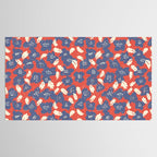 Bold flowers in my garden denim blue red Tablecloth Gallery Image 2
