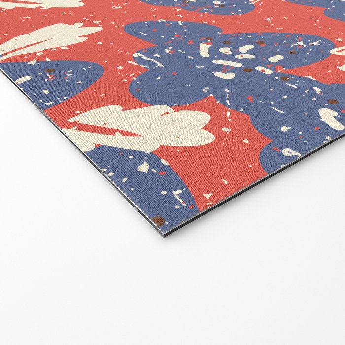Bold flowers in my garden denim blue red Welcome Mat Gallery Image 2