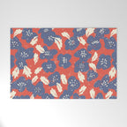 Bold flowers in my garden denim blue red Welcome Mat Gallery Image 1