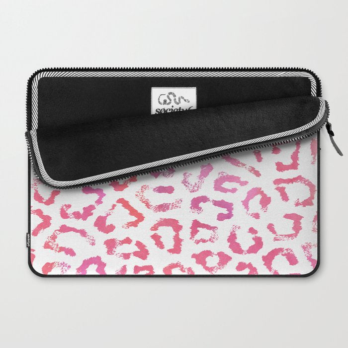 Modern white pink  watercolor animal print Laptop Sleeve Gallery Image 2