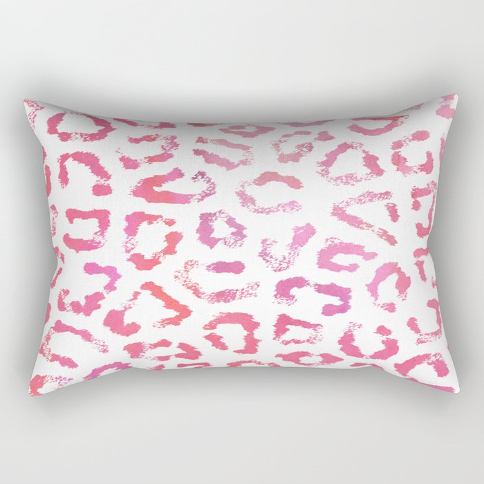 Modern white pink  watercolor animal print Rectangular Pillow Gallery Image 2