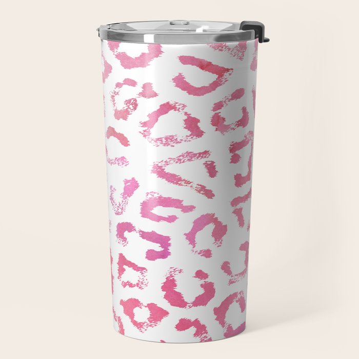 Modern white pink  watercolor animal print Travel Mug Gallery Image 2