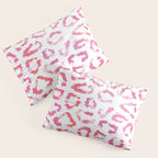 Modern white pink  watercolor animal print Pillow Sham Gallery Image 3