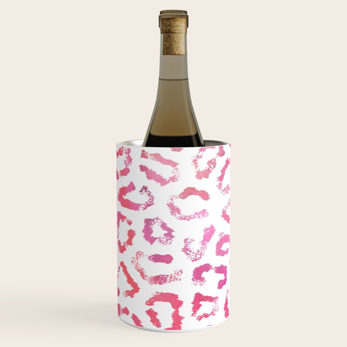 Modern white pink  watercolor animal print Wine Chiller Gallery Image 1