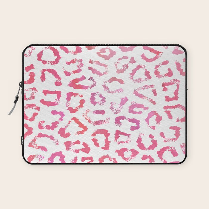 Modern white pink  watercolor animal print Laptop Sleeve Gallery Image 1
