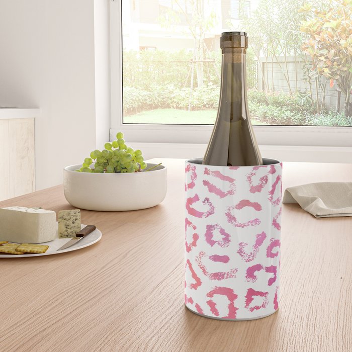 Modern white pink  watercolor animal print Wine Chiller Gallery Image 4