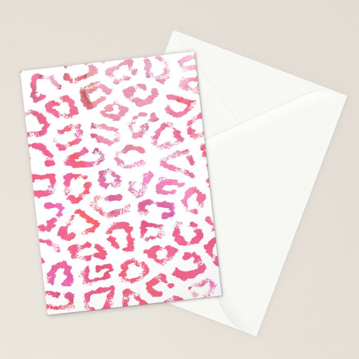 Modern white pink  watercolor animal print Stationery Card Gallery Image 2
