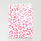 Modern white pink  watercolor animal print Stationery Card Gallery Image 2