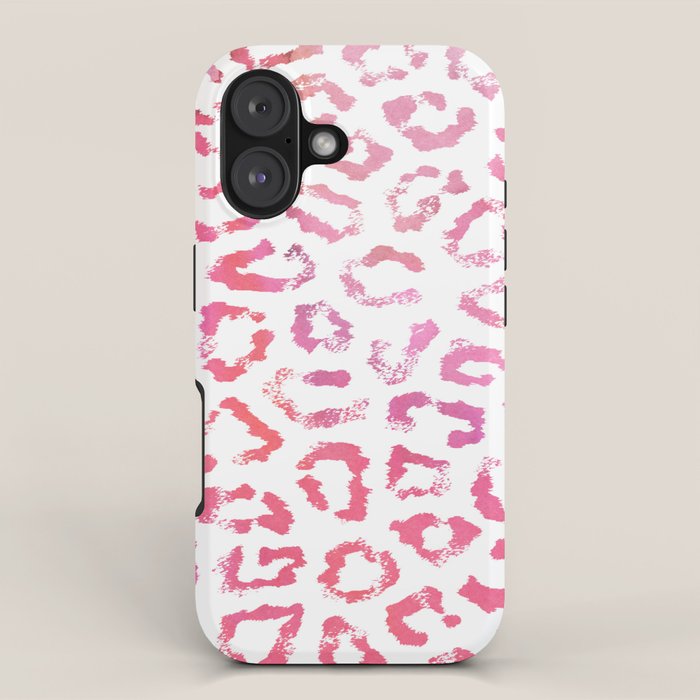 Modern white pink  watercolor animal print iPhone Case Gallery Image 1