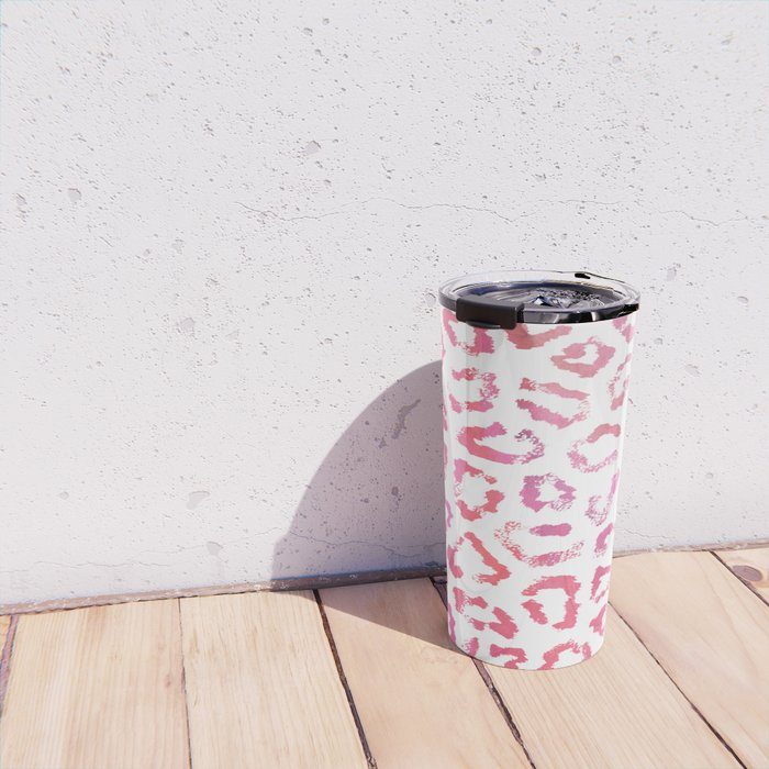 Modern white pink  watercolor animal print Travel Mug Gallery Image 4