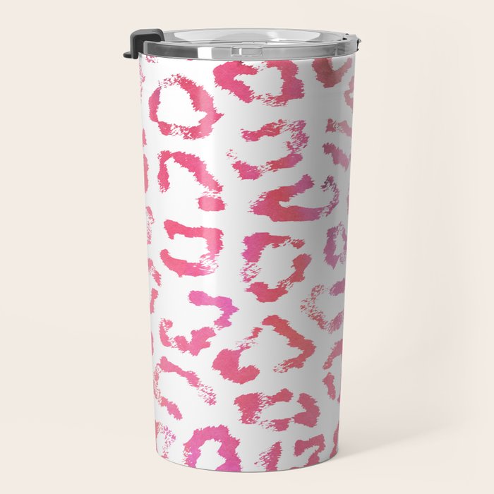 Modern white pink  watercolor animal print Travel Mug Gallery Image 3