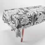 Vintage bohemian black white roses country floral Tablecloth Gallery Image 1