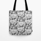 Vintage bohemian black white roses country floral Tote Bag Gallery Image 1
