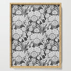 Vintage bohemian black white roses country floral Serving Tray Gallery Image 1