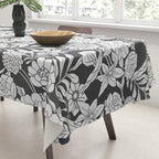 Vintage bohemian black white roses country floral Tablecloth Gallery Image 3