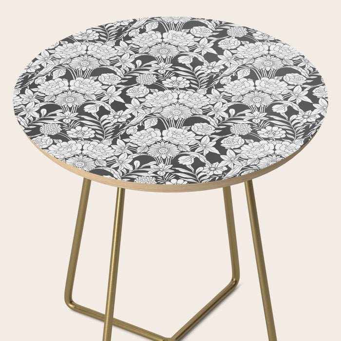 Vintage bohemian black white roses country floral Side Table Gallery Image 2